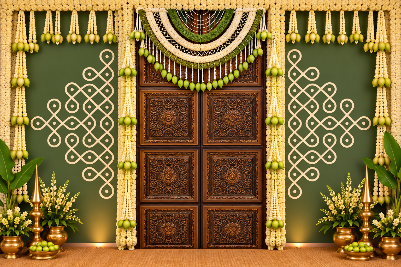 Kolam backdrop (Green | Purple) 8x12ft - Image 2