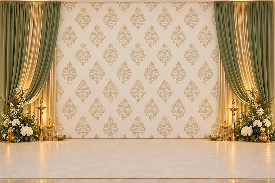 Lotus gold motif backdrop 8x12ft - Image 2
